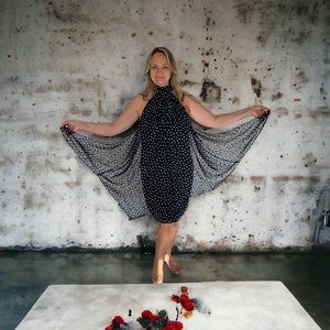 NWOT Alex Marie Beautiful Dress ... Navy w/ White Polkadot